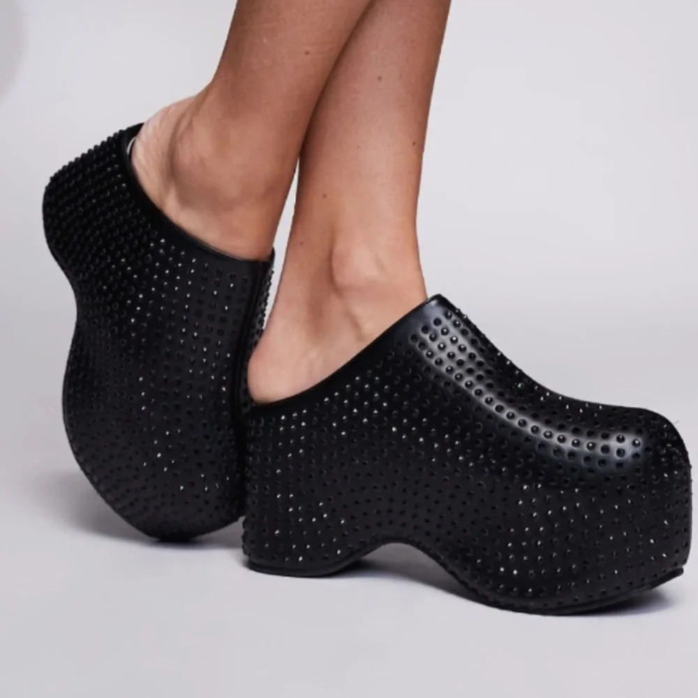 Black Studded Mules - Picture 1 of 9